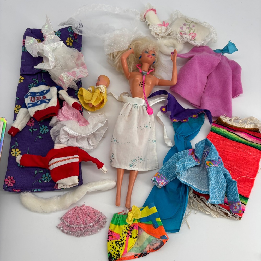 VTG Mattel Dr. Barbie Doll Lot: Vintage Clothes, Accessories, baby 80s 90s
